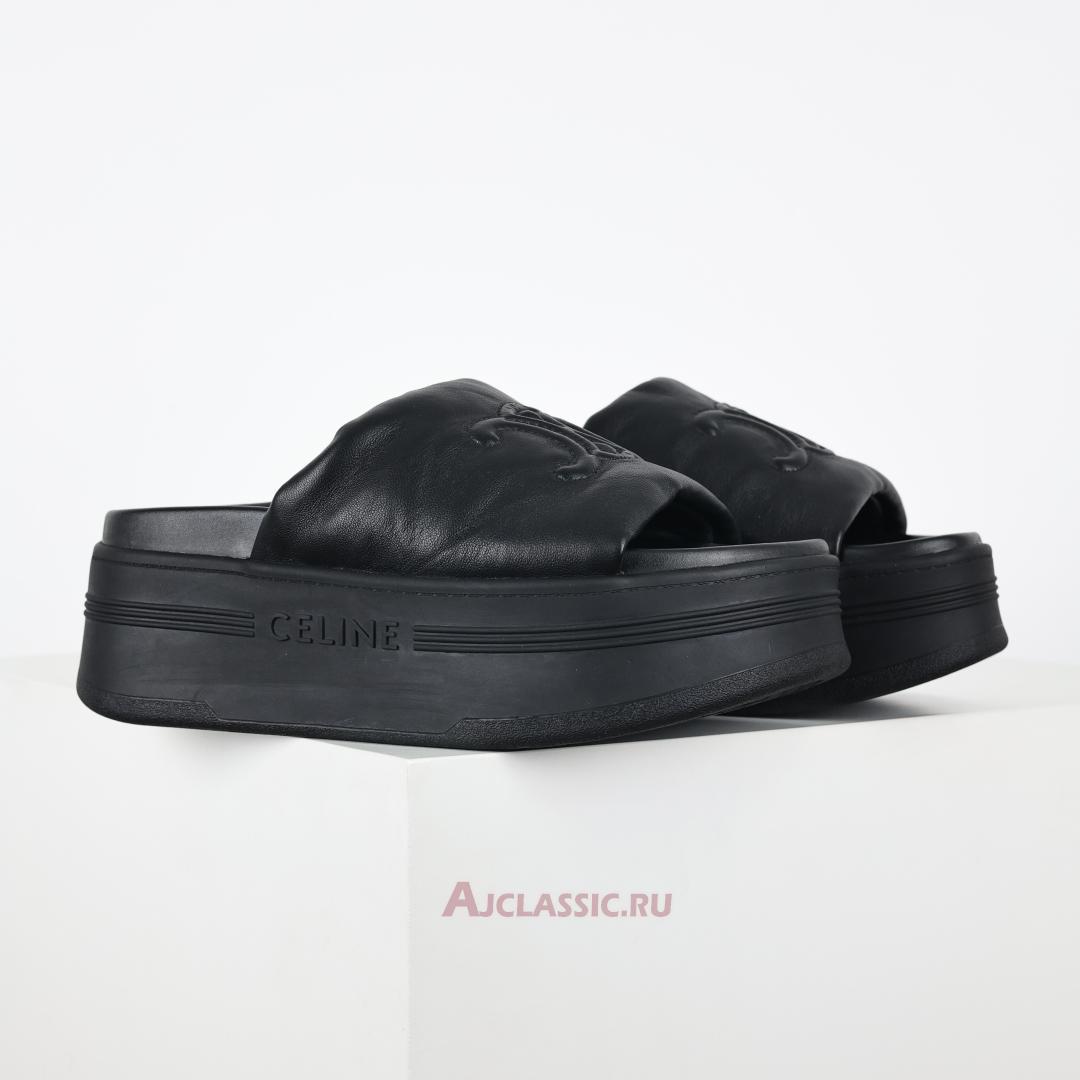 New Celine Block Slide With Triomphe IN Lambskin "Black" 360435129C.38NO Shoes