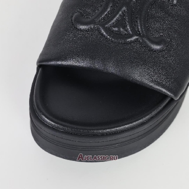 Buy Celine Block Slide With Triomphe IN Lambskin Black Black 360435129C.38NO Quality Reps Replicas Shoes