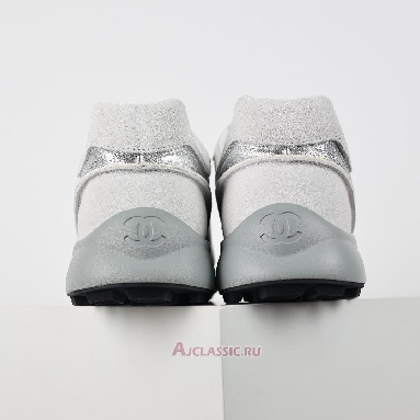 Buy Chanel Laminated Calfskin Suede CC Sneakers Silver Light Grey Silver G39792-Y56368-K5451-2 Quality Reps Replicas Shoes