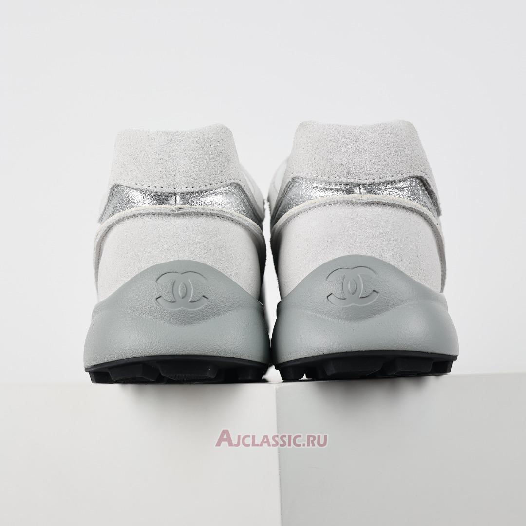 New Chanel Laminated Calfskin Suede CC Sneakers "Silver Light Grey" G39792-Y56368-K5451-2 Shoes
