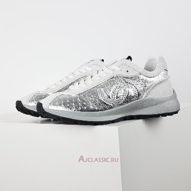 Buy Chanel Laminated Calfskin Suede CC Sneakers Silver Light Grey Silver G39792-Y56368-K5451-2 Quality Reps Replicas Shoes