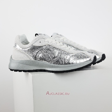 Buy Chanel Laminated Calfskin Suede CC Sneakers Silver Light Grey Silver G39792-Y56368-K5451-2 Quality Reps Replicas Shoes