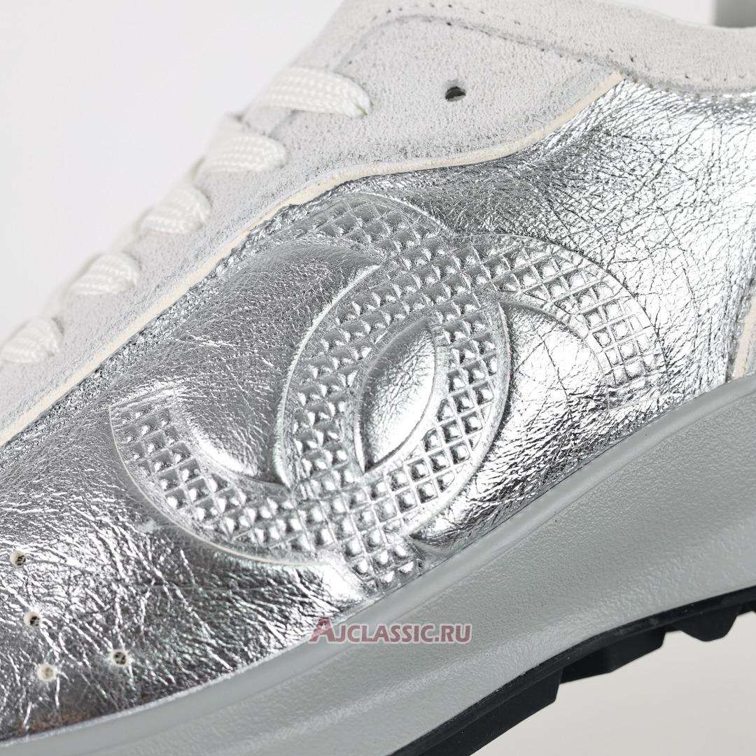 New Chanel Laminated Calfskin Suede CC Sneakers "Silver Light Grey" G39792-Y56368-K5451-2 Shoes
