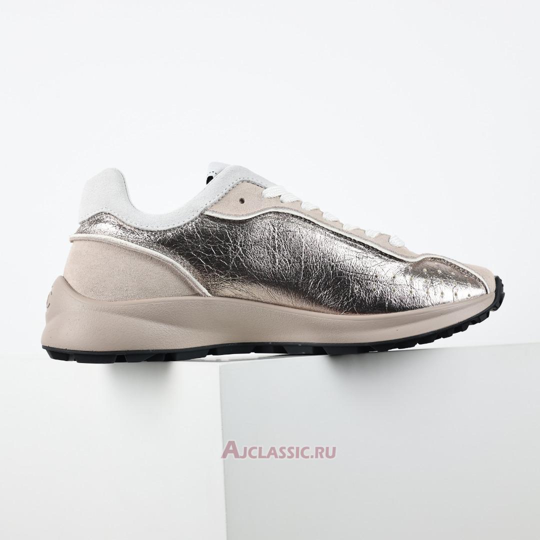 New Chanel Laminated Calfskin Suede CC Sneakers "Silver Beige" G39792-Y56368-K5451-3 Shoes