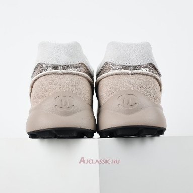 Buy Chanel Laminated Calfskin Suede CC Sneakers Silver Beige Silver G39792-Y56368-K5451-3 Quality Reps Replicas Shoes