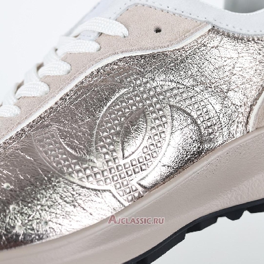 Buy Chanel Laminated Calfskin Suede CC Sneakers Silver Beige Silver G39792-Y56368-K5451-3 Quality Reps Replicas Shoes