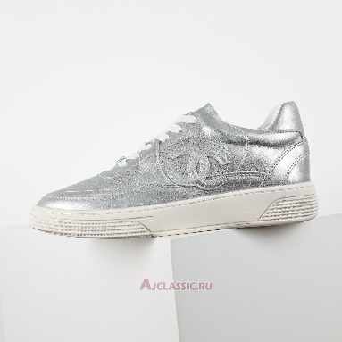 Buy Chanel Laminated Calfskin CC Sneakers Silver Silver G39792-Y56368-K5451-4 Quality Reps Replicas Shoes