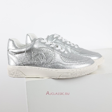 Buy Chanel Laminated Calfskin CC Sneakers Silver Silver G39792-Y56368-K5451-4 Quality Reps Replicas Shoes