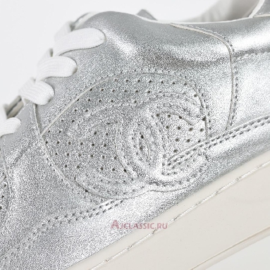 Buy Chanel Laminated Calfskin CC Sneakers Silver Silver G39792-Y56368-K5451-4 Quality Reps Replicas Shoes