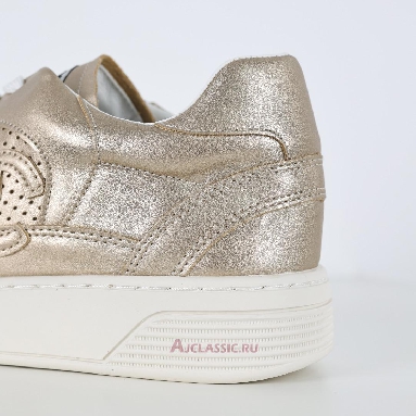 Buy Chanel Laminated Calfskin CC Sneakers Gold Gold G45079-B13302-NP503-2 Quality Reps Replicas Shoes