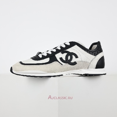 Buy Chanel Calfskin & Suede Calfskin CC Logo Sneaker White Black White G46372-B19848-NAFGP-2 Quality Reps Replicas Shoes