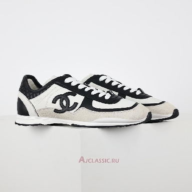 Buy Chanel Calfskin & Suede Calfskin CC Logo Sneaker White Black White G46372-B19848-NAFGP-2 Quality Reps Replicas Shoes