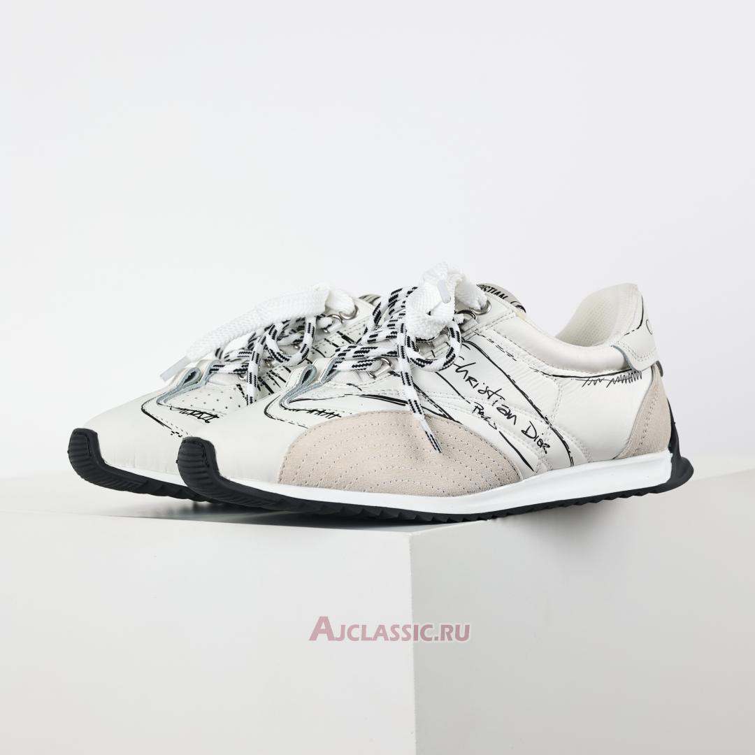 New Dior D-Sketch Sneaker "White Nylon and Calfskin" KCK427MPA_S10W Shoes