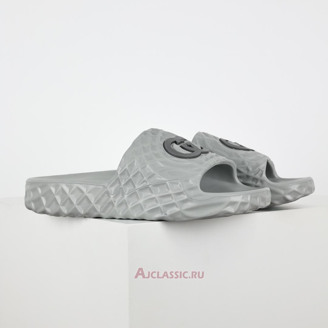 New Gucci Slide Sandal "Interlocking G - Grey Water Ripples" 770801 J8710 1445 Shoes