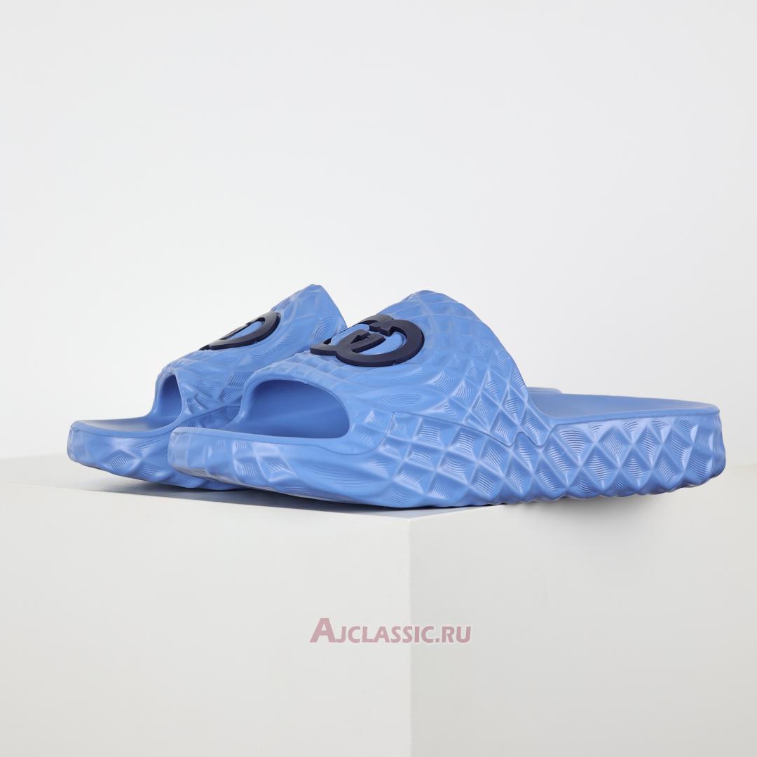 New Gucci Slide Sandal "Interlocking G Blue Water Ripples" 770801 J8710 4743 Shoes