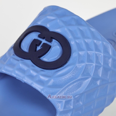 Buy Gucci Slide Sandal Interlocking G Blue Water Ripples Blue 770801 J8710 4743 Quality Reps Replicas Shoes
