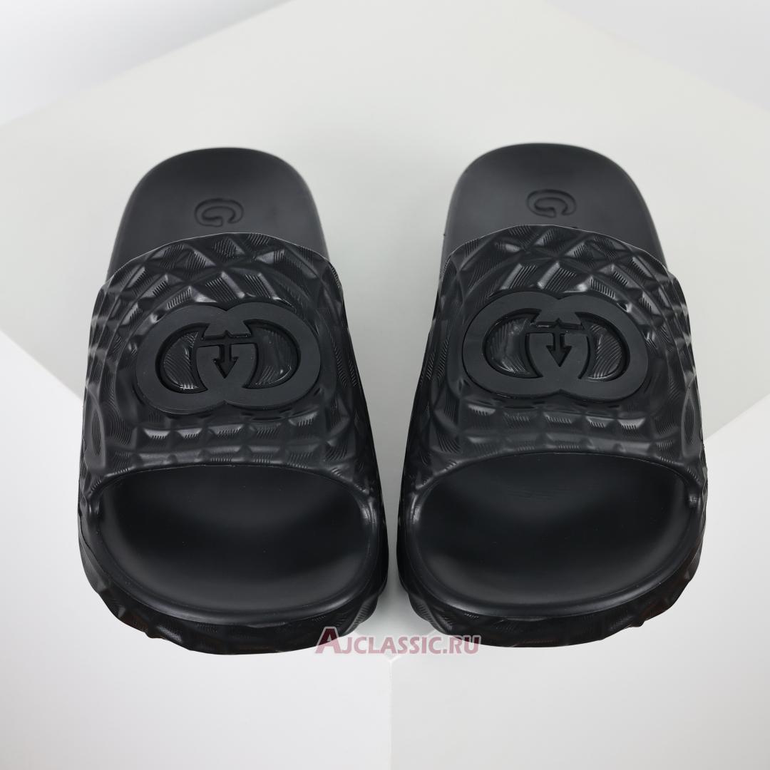 New Gucci Slide Sandal "Interlocking G Black Water Ripples" 770801 J8710 1000 Shoes
