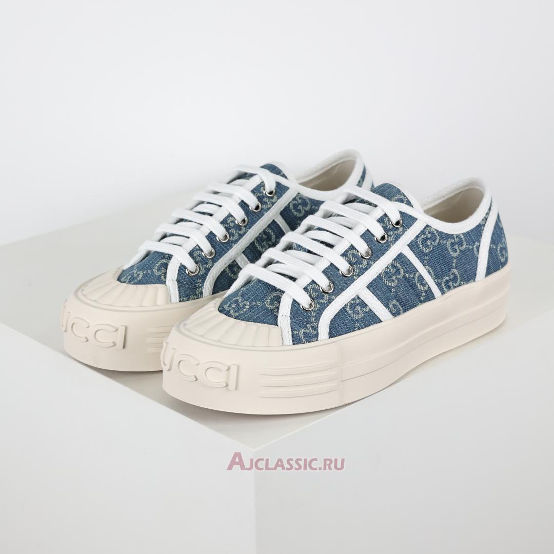 New Gucci Chunky Sneaker "Light Blue Denim GG Canvas" 831825FAD7P4642-2 Shoes