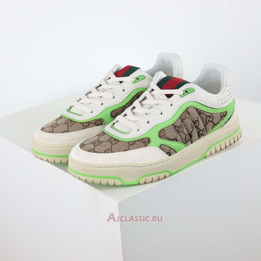 New Gucci Re-Web Sneaker "GG Canvas - Beige Fluorescent Green" 787476 AADHW 9571-2 Shoes