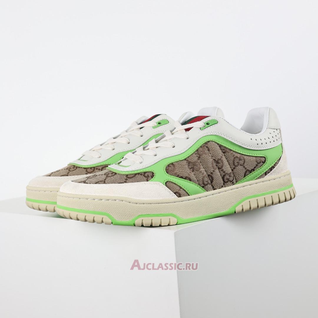 New Gucci Re-Web Sneaker "GG Canvas - Beige Fluorescent Green" 787476 AADHW 9571-2 Shoes