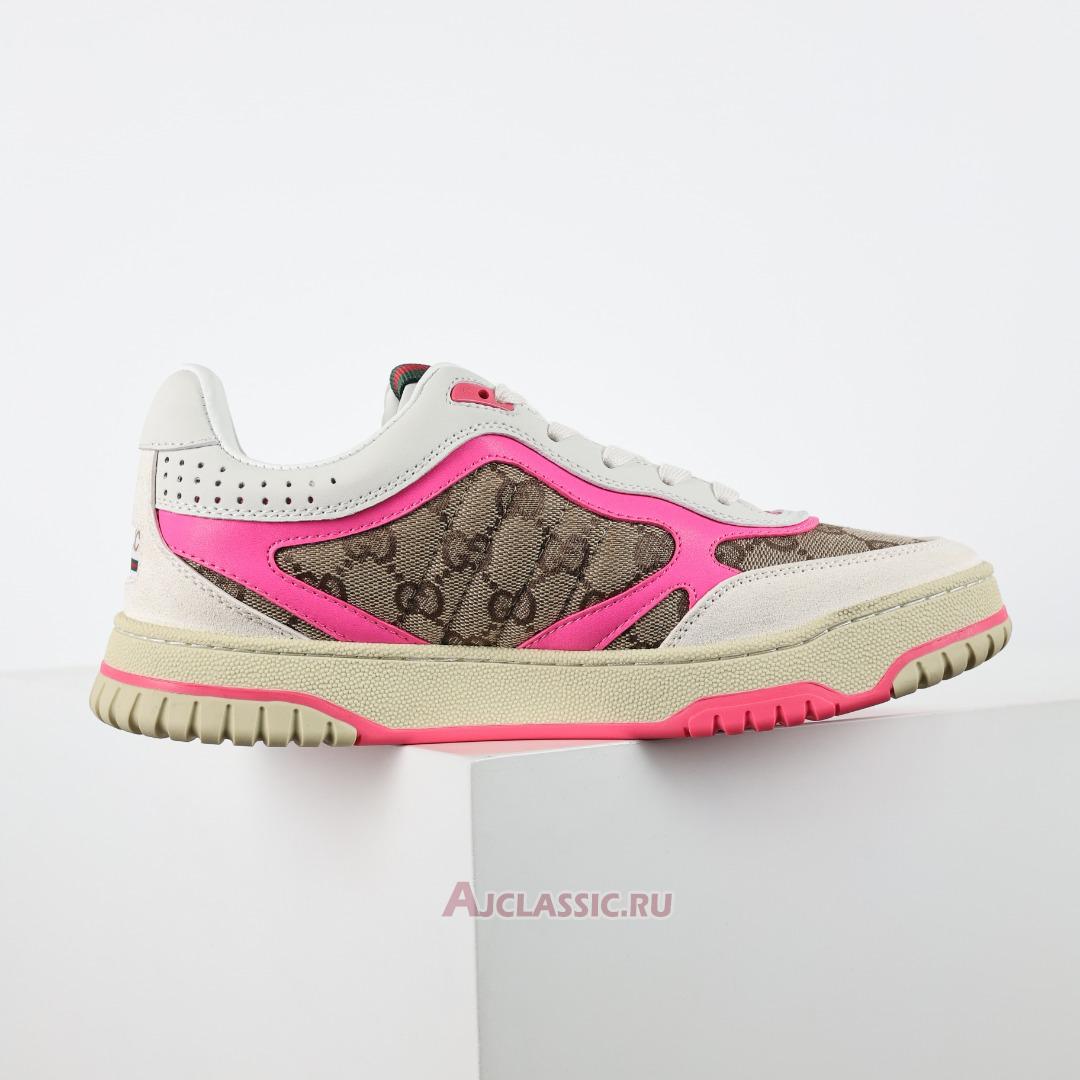 New Gucci Re-Web Sneaker "GG Canvas - Beige Fuchsia" 785452 AADHW 9563 Shoes