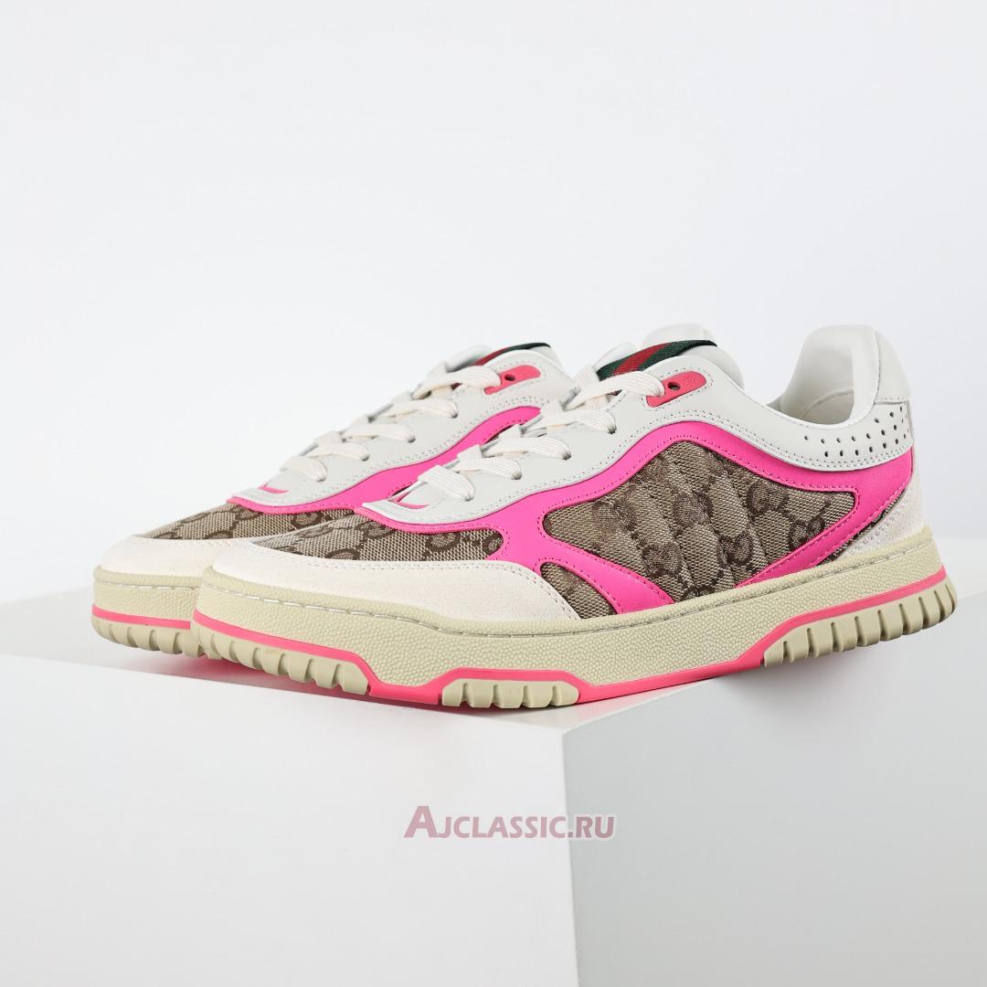New Gucci Re-Web Sneaker "GG Canvas - Beige Fuchsia" 785452 AADHW 9563 Shoes