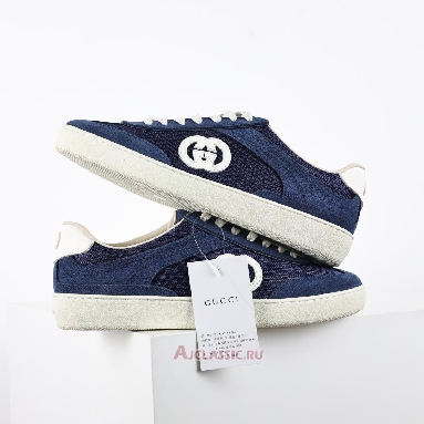 Buy Gucci G74 Interlocking G - Blue Suede Blue 791742 AADM0 4141-2 Quality Reps Replicas Shoes