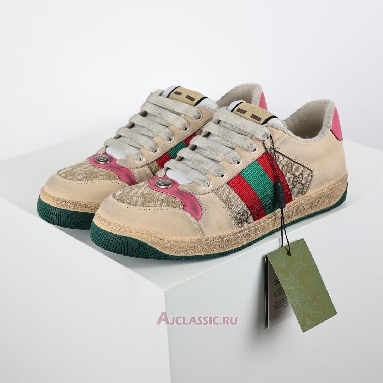 Buy Gucci Screener Sneaker Distressed Pink Green Beige 570443 9Y920 9665 Quality Reps Replicas Shoes