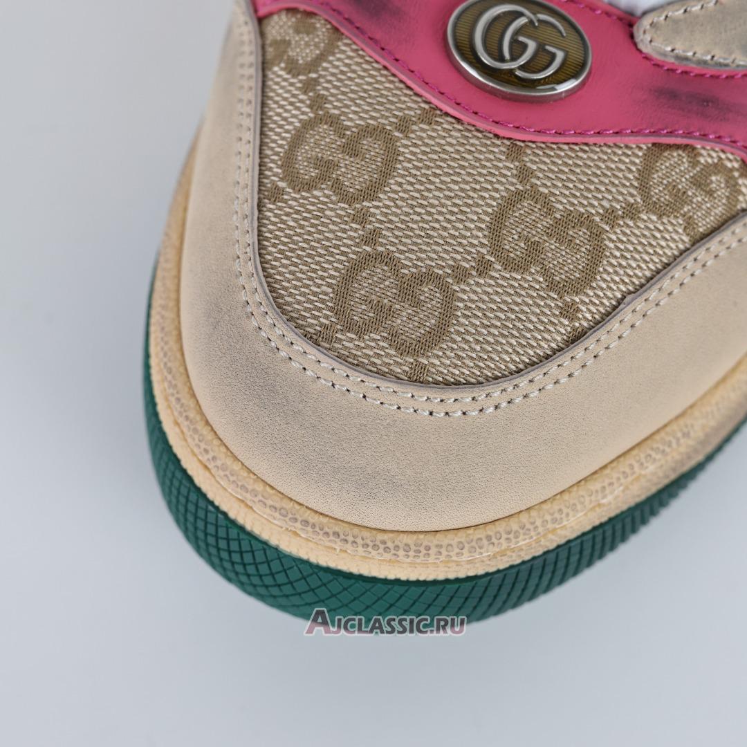New Gucci Screener Sneaker "Distressed Pink Green" 570443 9Y920 9665 Shoes