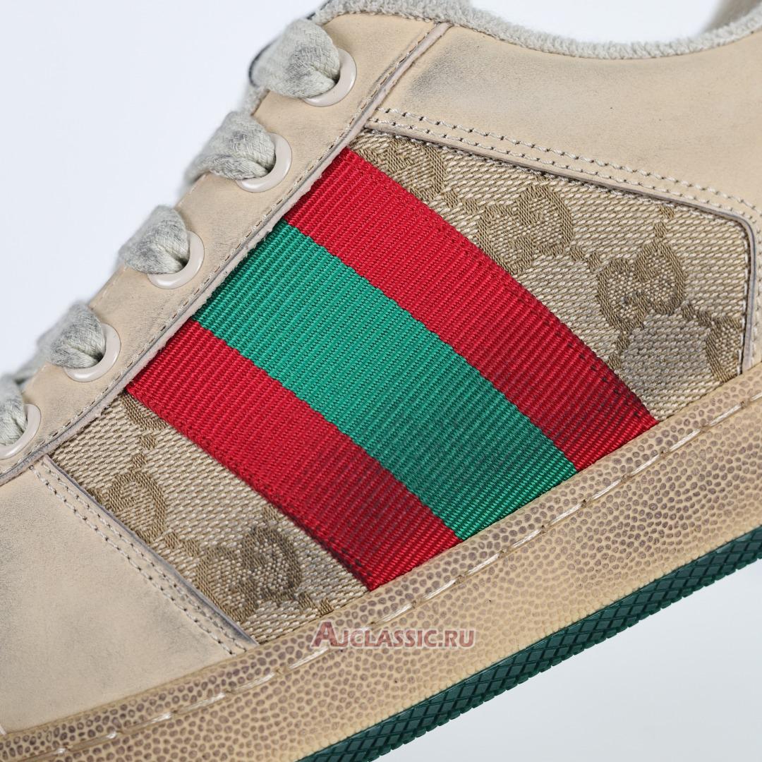 New Gucci Screener Sneaker "Distressed Pink Green" 570443 9Y920 9665 Shoes