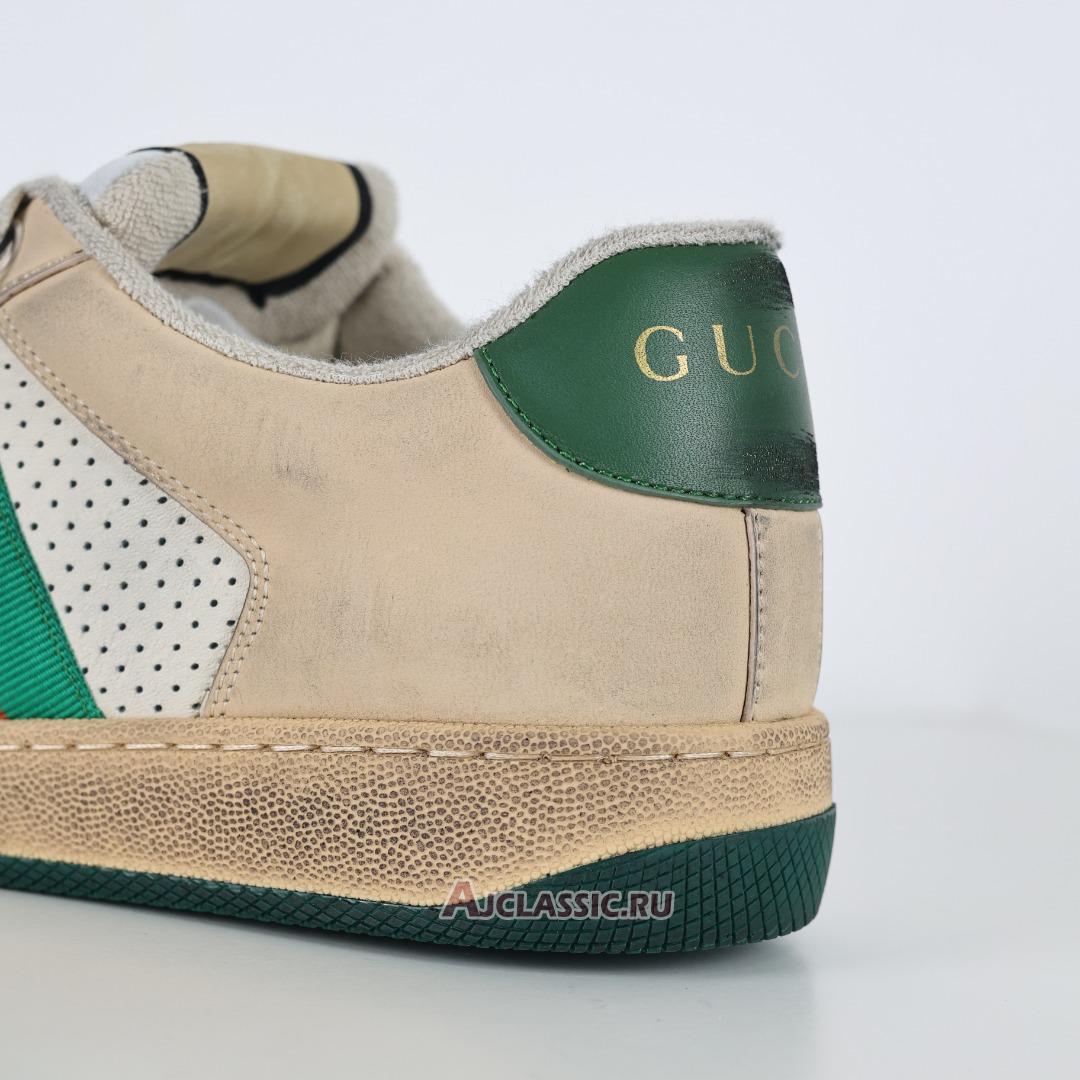 New Gucci Screener Sneaker "Distressed Green Orange" 546163 0YI20 9582-2 Shoes