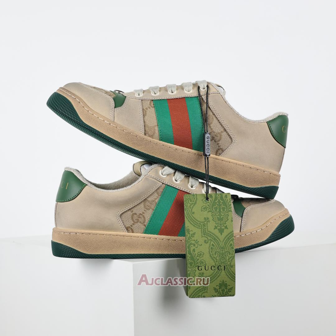New Gucci Screener Sneaker "GG Canvas - Brown Green" 546551 9Y920 9666-2 Shoes