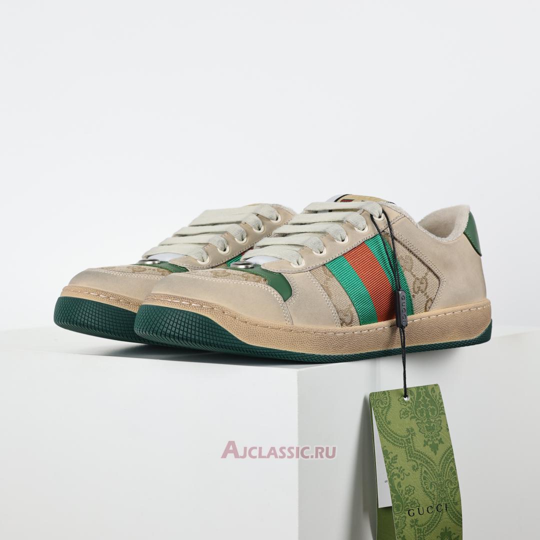 New Gucci Screener Sneaker "GG Canvas - Brown Green" 546551 9Y920 9666-2 Shoes