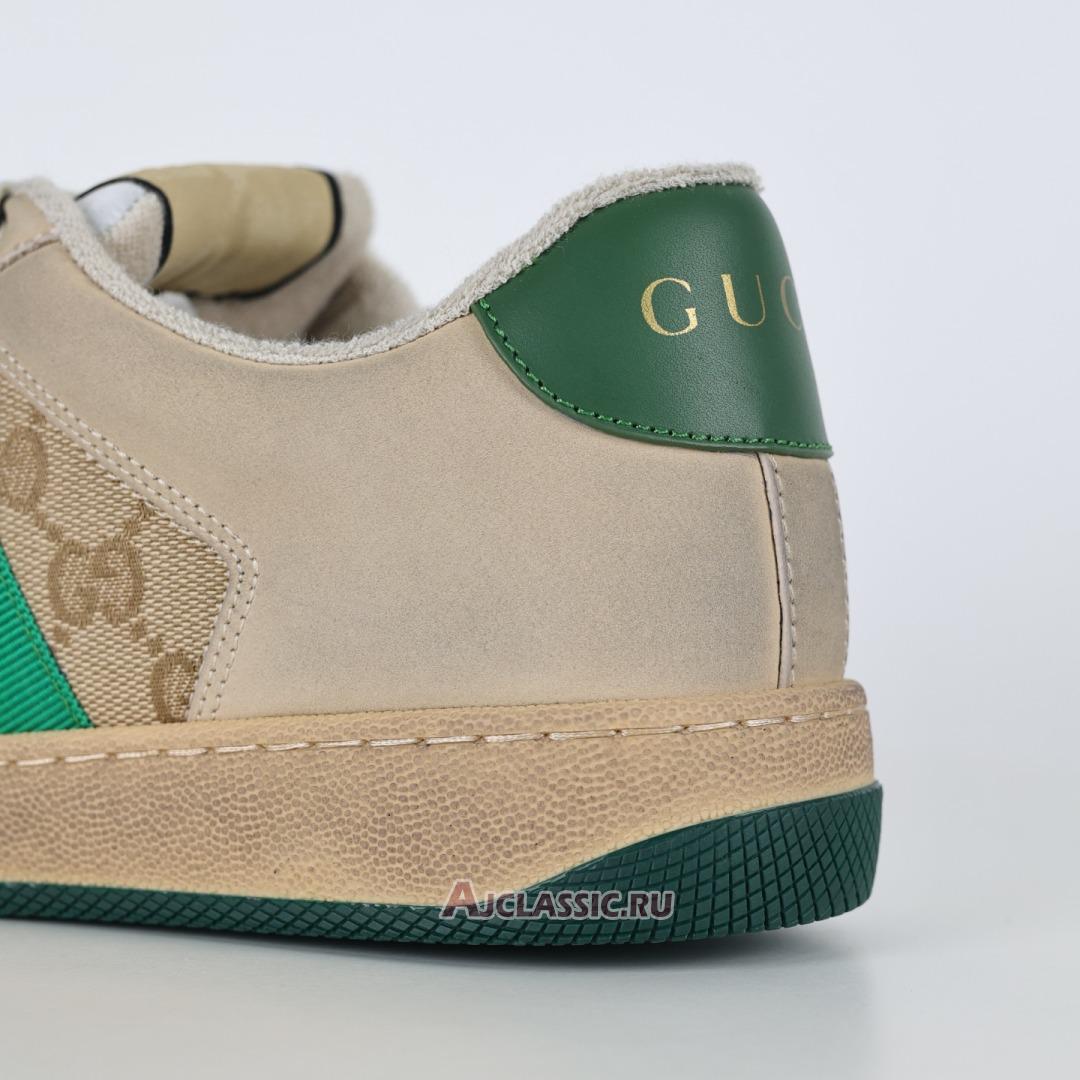 New Gucci Screener Sneaker "GG Canvas - Brown Green" 546551 9Y920 9666-2 Shoes