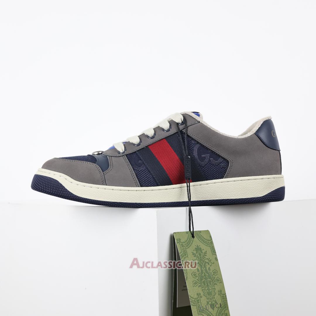 New Gucci Screener Sneaker "GG Canvas - Grey Navy" 576223 FAA3T 4551 Shoes