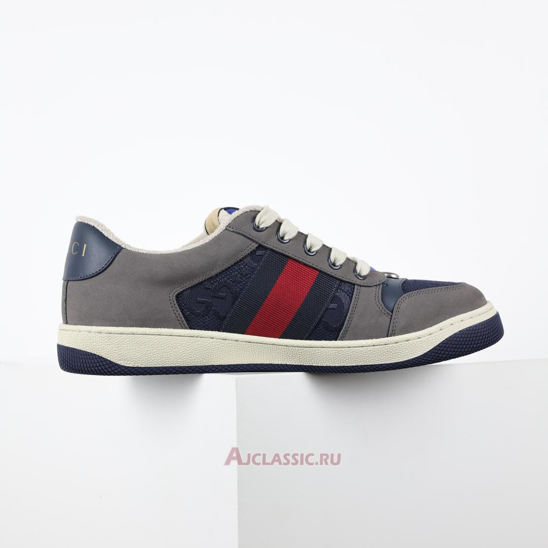 New Gucci Screener Sneaker "GG Canvas - Grey Navy" 576223 FAA3T 4551 Shoes