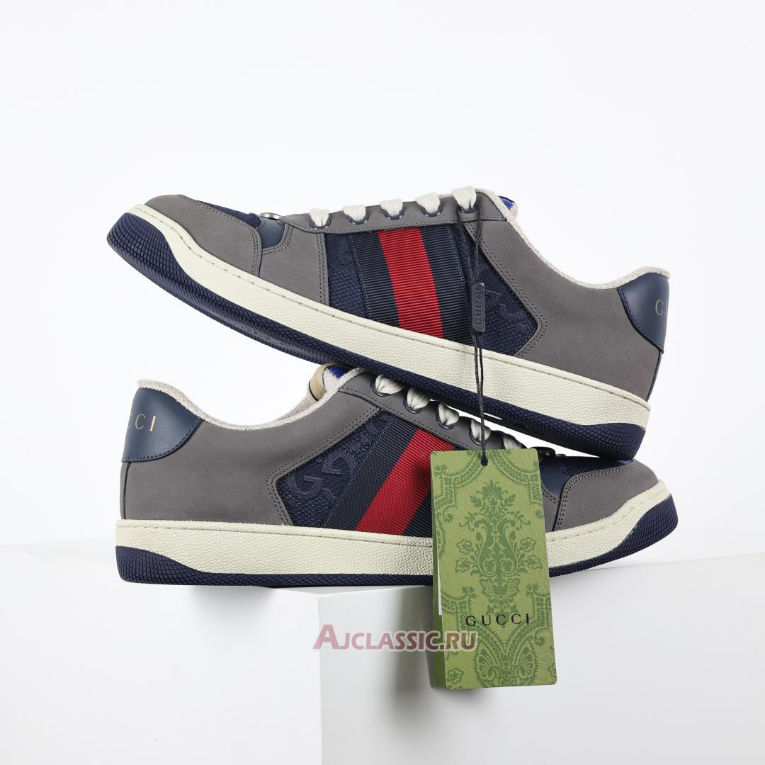 New Gucci Screener Sneaker "GG Canvas - Grey Navy" 576223 FAA3T 4551 Shoes