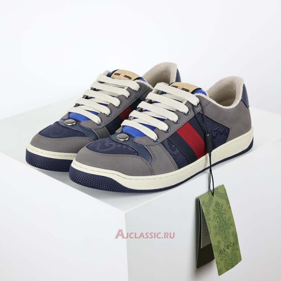 New Gucci Screener Sneaker "GG Canvas - Grey Navy" 576223 FAA3T 4551 Shoes