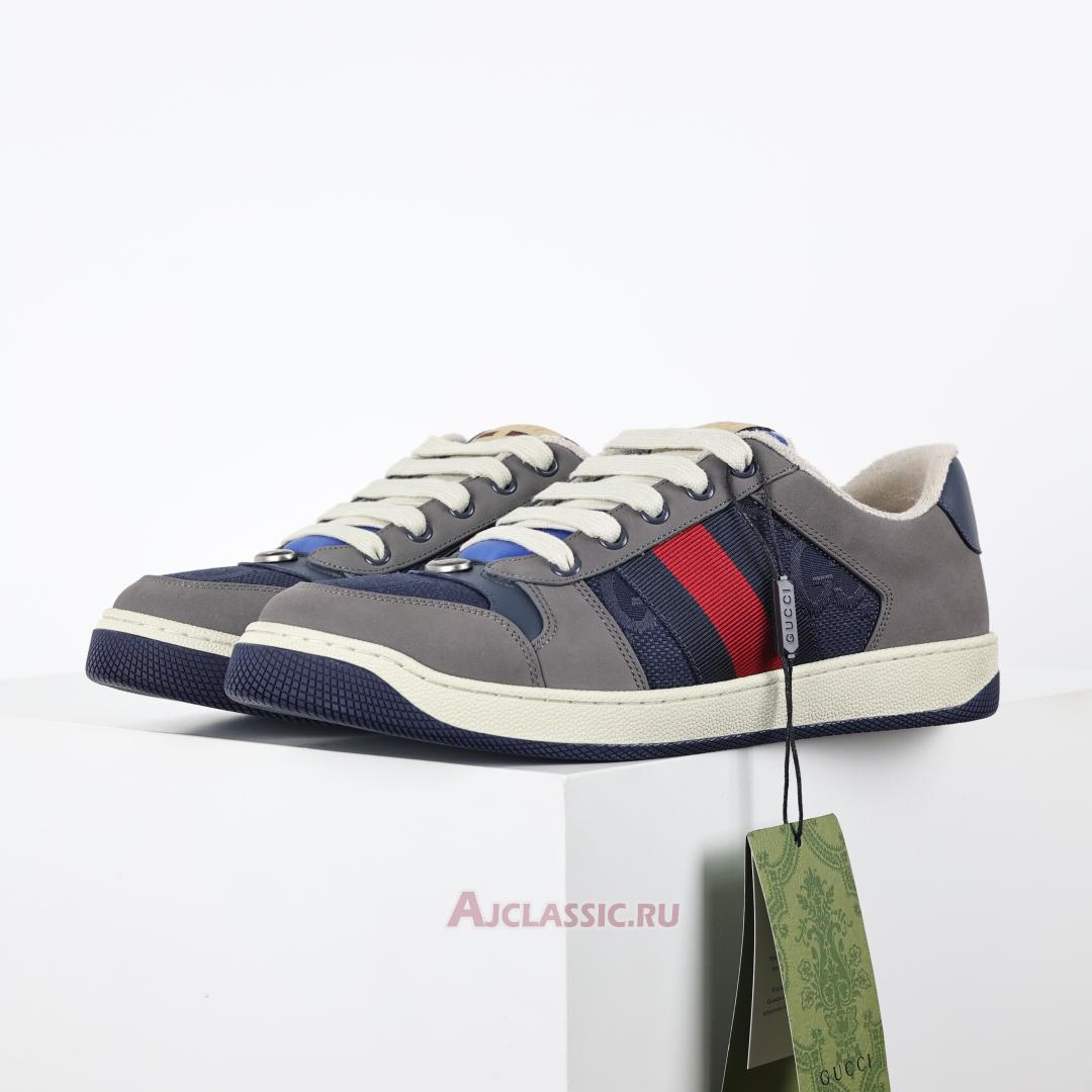 New Gucci Screener Sneaker "GG Canvas - Grey Navy" 576223 FAA3T 4551 Shoes