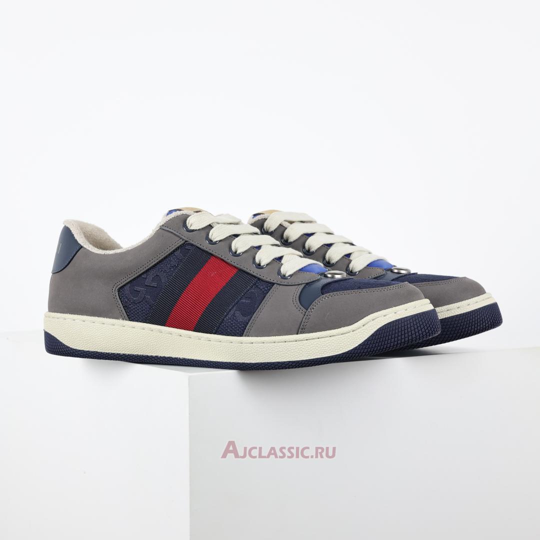 New Gucci Screener Sneaker "GG Canvas - Grey Navy" 576223 FAA3T 4551 Shoes