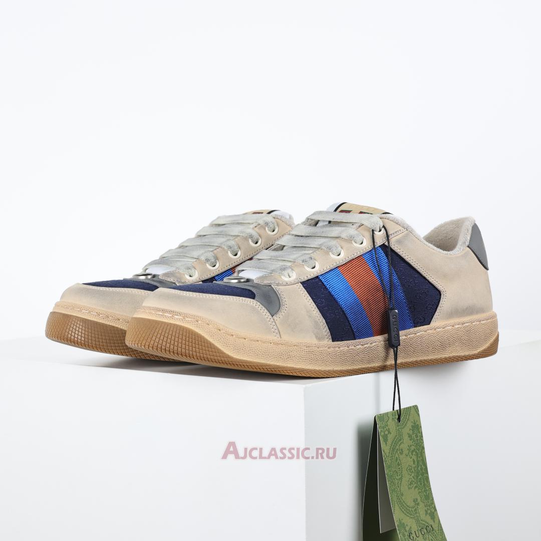 New Gucci Screener Sneaker "GG Canvas - White Blue" 546551 99W20 4368 Shoes