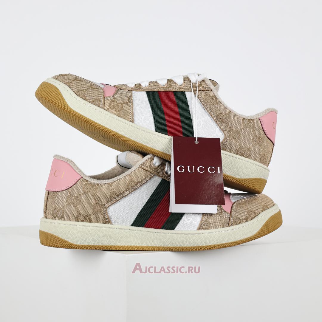 New Gucci Screener Sneaker "Beige Pink" 817276 FAD3U 9750 Shoes