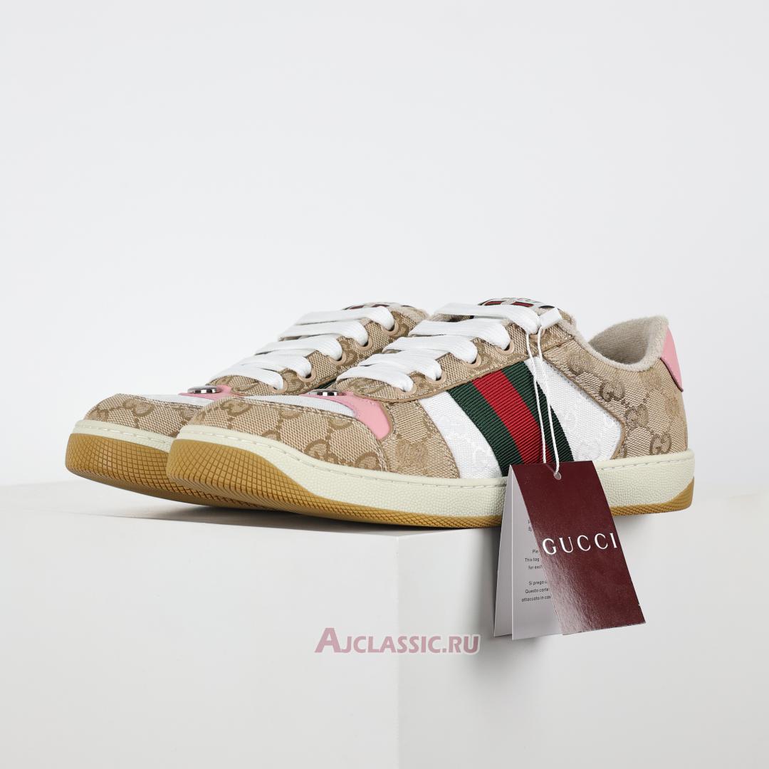 New Gucci Screener Sneaker "Beige Pink" 817276 FAD3U 9750 Shoes