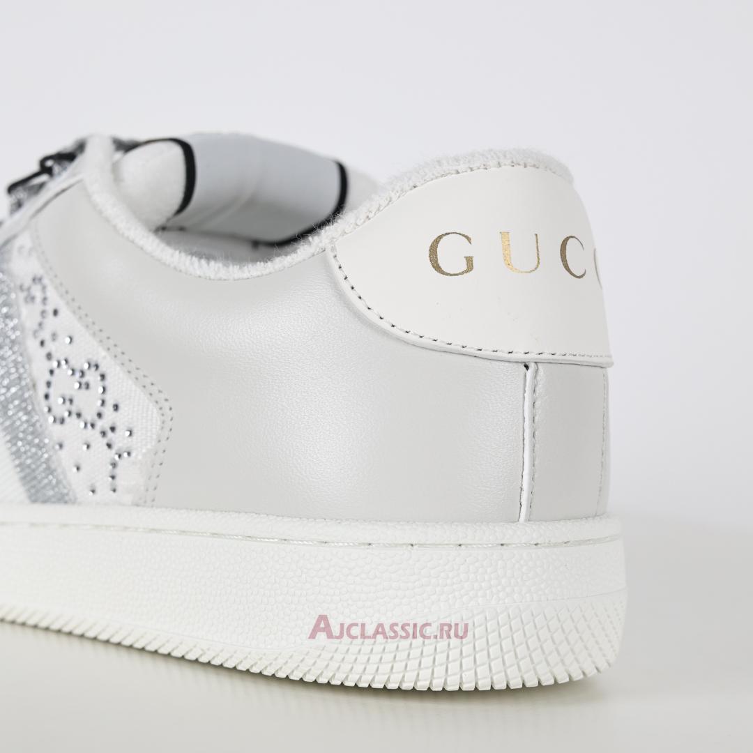 New Gucci Screener Sneaker "White Silver" 732193 FADQ7 9096 Shoes