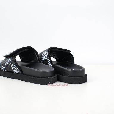Buy Louis Vuitton LV Miami Leather Slippers Velcro Comfort Slip-on Fashion Slide Black White Black 1AANB7-2 Quality Reps Replicas Shoes