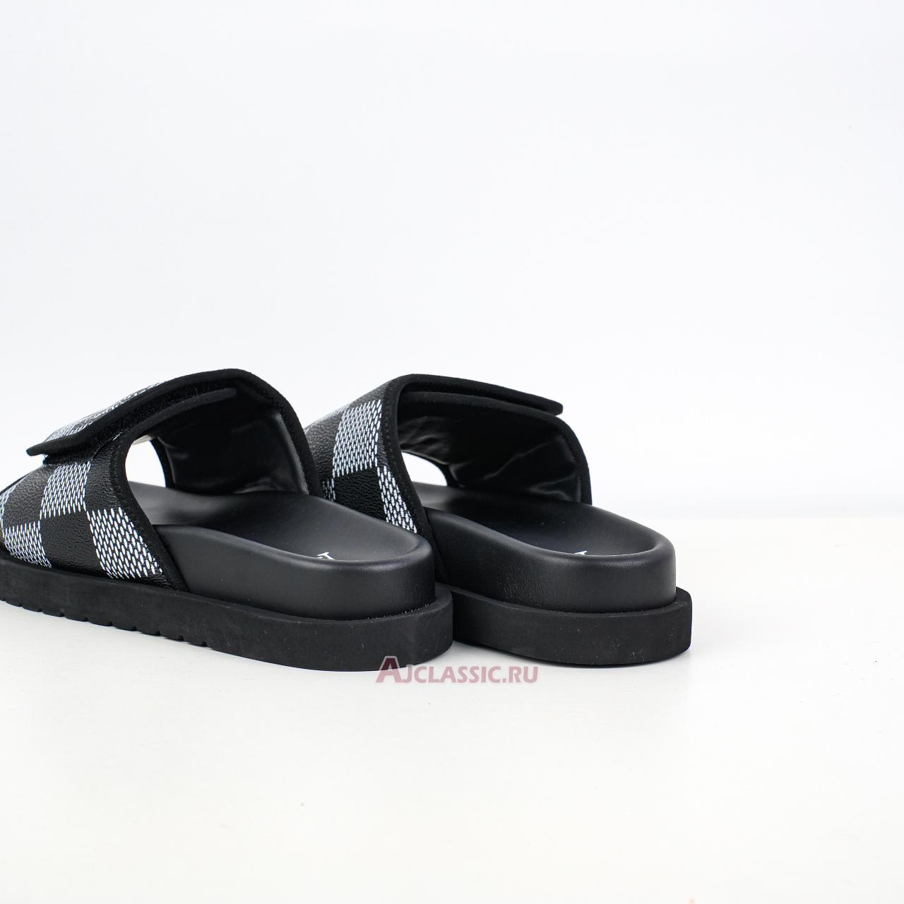 New Louis Vuitton LV Miami Leather Slippers "Velcro Comfort Slip-on Fashion Slide Black White" 1AANB7-2 Shoes