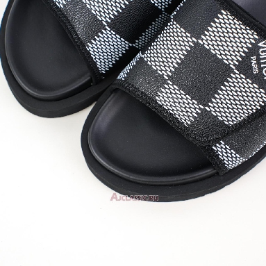 Buy Louis Vuitton LV Miami Leather Slippers Velcro Comfort Slip-on Fashion Slide Black White Black 1AANB7-2 Quality Reps Replicas Shoes