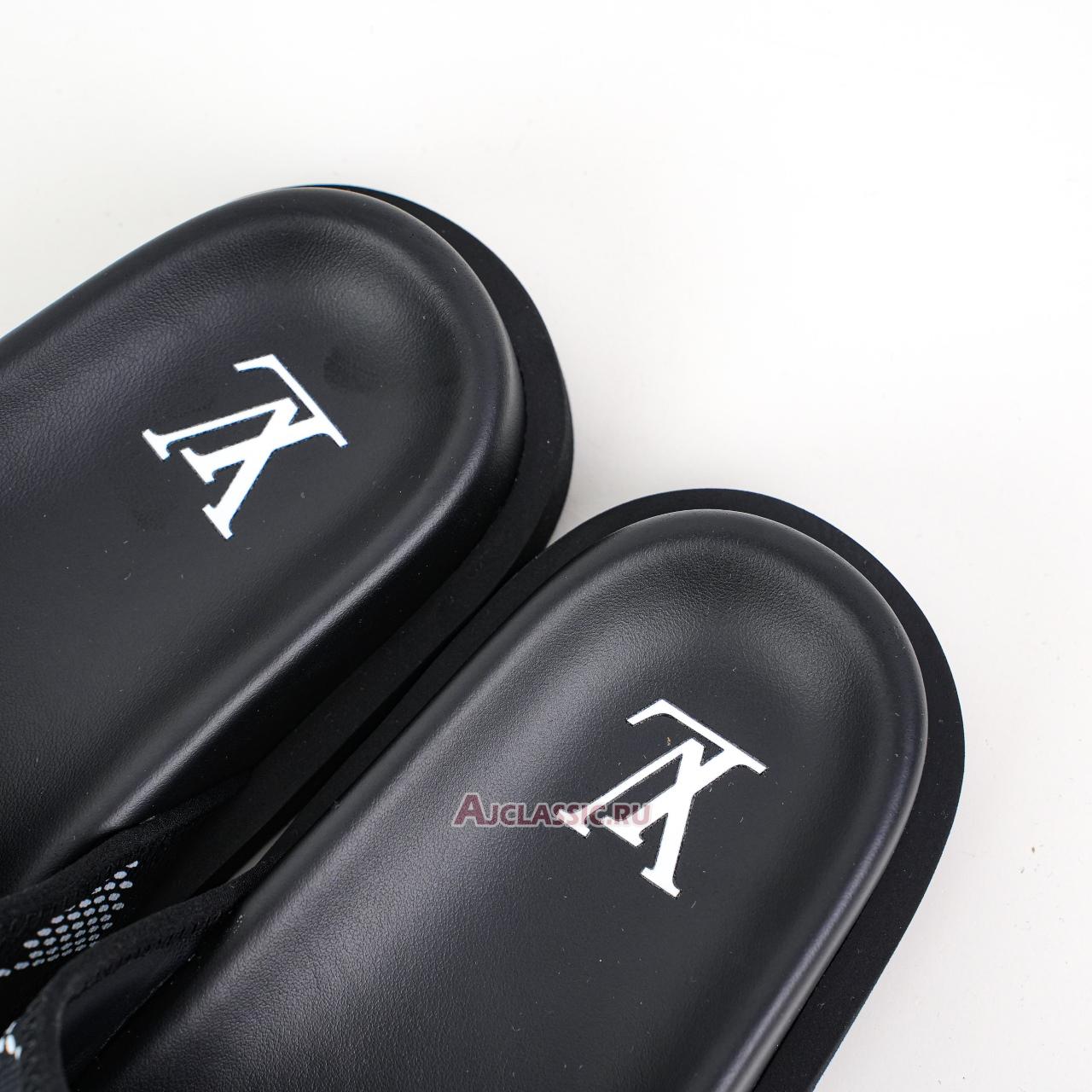 New Louis Vuitton LV Miami Leather Slippers "Velcro Comfort Slip-on Fashion Slide Black White" 1AANB7-2 Shoes