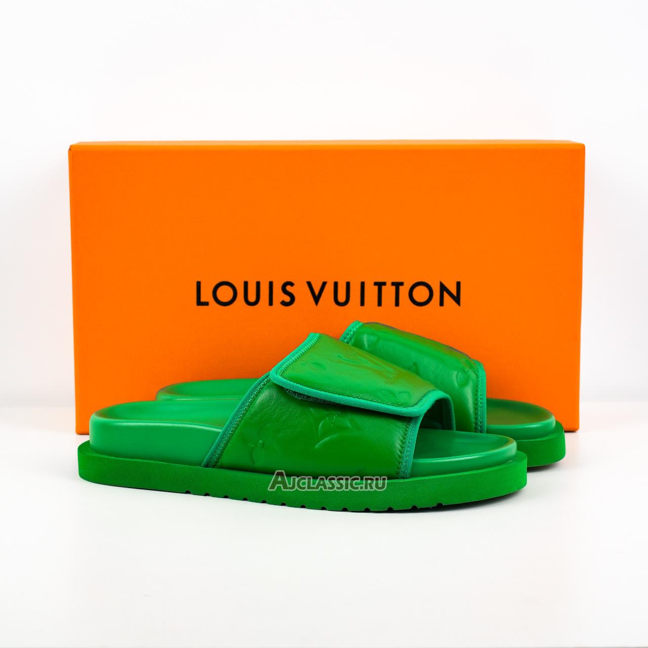 New Louis Vuitton LV Miami Slip Resistant Slide Slippers "Green" 1AA7T5-2 Shoes