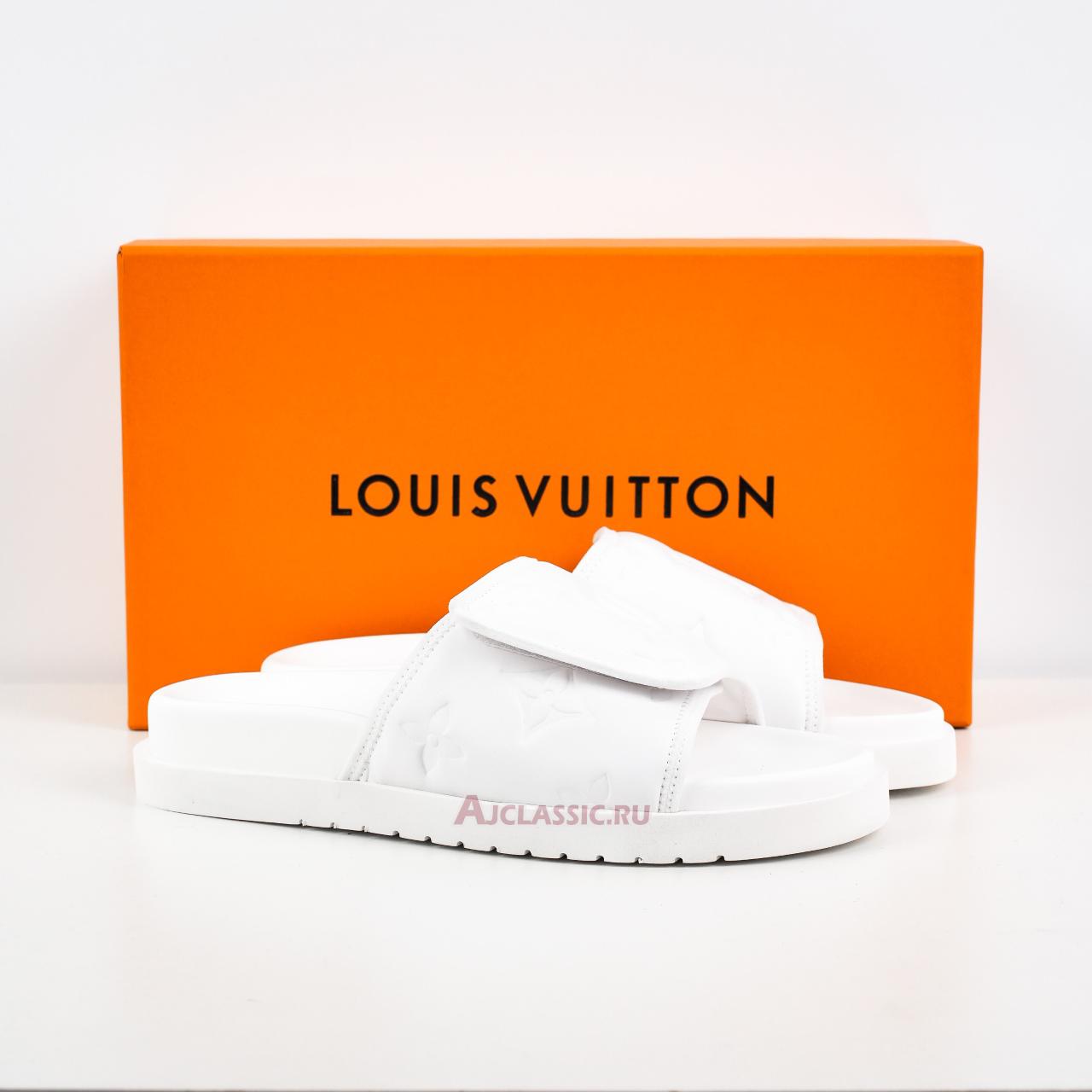 New Louis Vuitton LV Miami Mules Slippers "White Velcro Flat" 1AA7RF Shoes